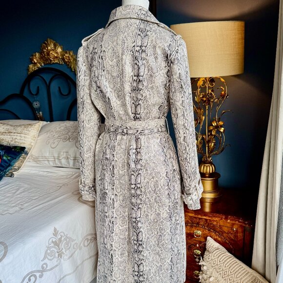 Avec Les Filles Snake Print Heavy Double Breasted Trench Coat NWOT - Picture 7 of 16
